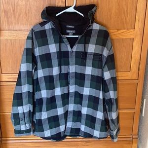 Eddie Bauer flannel hooded lightweight jacket